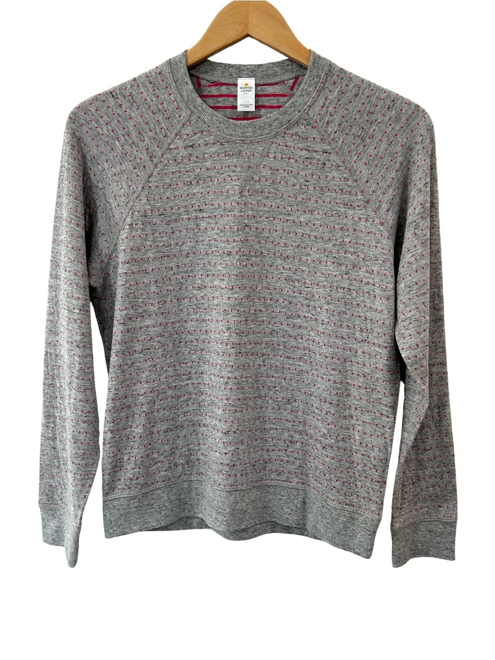 Marine Layer women’s Juno Reversible Raglan Top S grey pink cotton modal